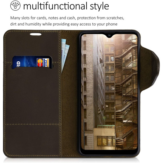 Kalibri Δερμάτινη Suede Θήκη Πορτοφόλι Samsung Galaxy A20s - Brown (54157.05)