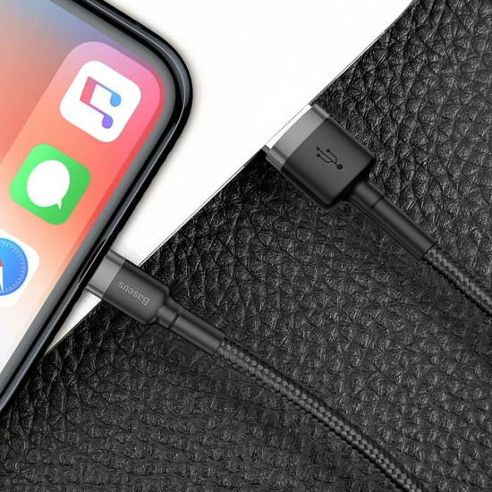 Baseus Καλώδιο Φόρτισης και Μεταφοράς Δεδομένων USB σε Lightning 200cm - 1.5A - Grey / Black (CALKLF-CG1)