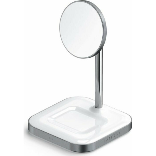 Satechi 2 in 1 Magnetic Wireless Charging Stand - Μαγνητική Βάση Φόρτισης για τα iPhone 16 / 15 / 14 / 13 / 12 & Airpods - Space Grey (ST-WMCS2M)