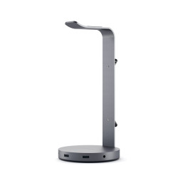 Satechi Aluminum USB Headphone Stand - Βάση για Ακουστικά Κεφαλής με Θύρες 3 x USB-A / 1 x Type-C / 1 x 3.5mm Jack - Space Gray (ST-UCHSHM)
