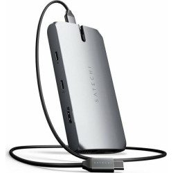 Satechi Αντάπτορας USB-C On The Go Multiport με 2 x Type-C / 2 x USB-A 3.0 / 1 x Gigabit Ethernet / 1 x HDMI 4K / 1 x VGA  / 1 x SD & MicroSD - Space Grey (ST-UCMBAM)