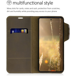 Kalibri Δερμάτινη Suede Θήκη Πορτοφόλι Samsung Galaxy A52 - Brown (54356.05)