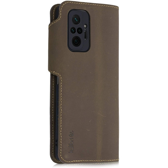 Kalibri Δερμάτινη Suede Θήκη Πορτοφόλι Xiaomi Redmi Note 10 Pro - Brown (54558.05)