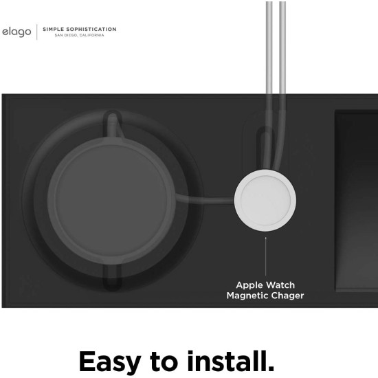 Elago MagSafe Charging Tray Duo - Βάση Σιλικόνης για τον Ασύρματο Φορτιστή MagSafe & Φορτιστή Apple Watch - Black (EMSTRAY-DUO-BK)