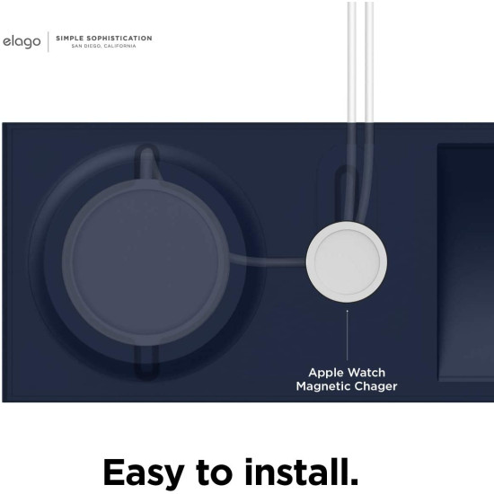 Elago MagSafe Charging Tray Duo - Βάση Σιλικόνης για τον Ασύρματο Φορτιστή MagSafe & Φορτιστή Apple Watch - Jean Indigo (EMSTRAY-DUO-JIN)