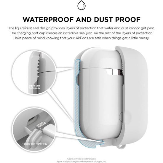 Elago AirPods Waterproof Case - Αδιάβροχη Θήκη για AirPods 2nd Gen / 1st Gen - White (EAPWF-BA-WH)