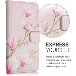 KWmobile Θήκη - Πορτοφόλι Xiaomi Redmi Note 10 / Note 10S - Magnolias / Pink / White / Dusty Pink (54550.01)