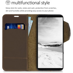 Kalibri Δερμάτινη Suede Θήκη Πορτοφόλι Sony Xperia 10 III - Navigational Compass / Brown (55748.01)