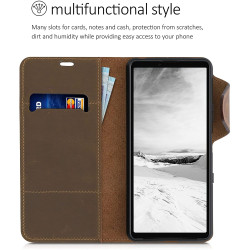 Kalibri Δερμάτινη Suede Θήκη Πορτοφόλι Sony Xperia 10 III / Brown (55714.05)