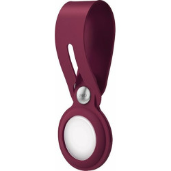 Uniq Vencer Loop - Σετ Θήκη / Μπρελόκ Premium Σιλικόνης και Μεμβράνη Προστασίας Apple AirTag 2 / 1 - Burgundy Maroon (UNIQ-AIRTAG-VENMRN)