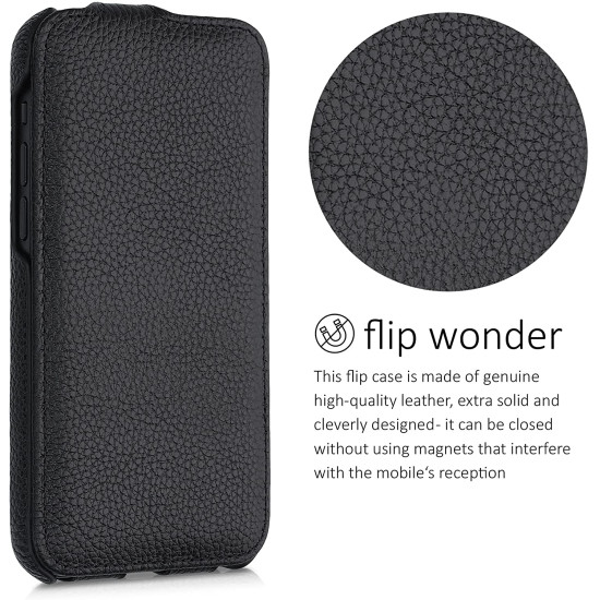 Kalibri Δερμάτινη Θήκη Flip Apple iPhone 12 / 12 Pro - Ultra Slim Leather Protective Phone Cover - Black (55690.01)