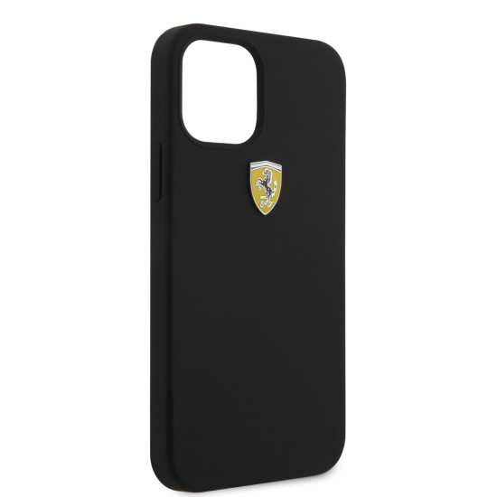 Ferrari On Track Collection with Microfiber - Θήκη Σιλικόνης Apple iPhone 12 / 12 Pro - Black (FESSIHCP12MBK)