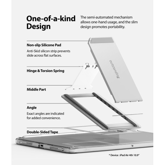 Ringke Fusion Combo Outstanding - Θήκη Apple iPad Air 7 2025 11" / iPad Air 6 2024 11" / Air 5 2022 10.9" / Air 4 2020 10.9" - Clear / Light Gray (8809818840745)