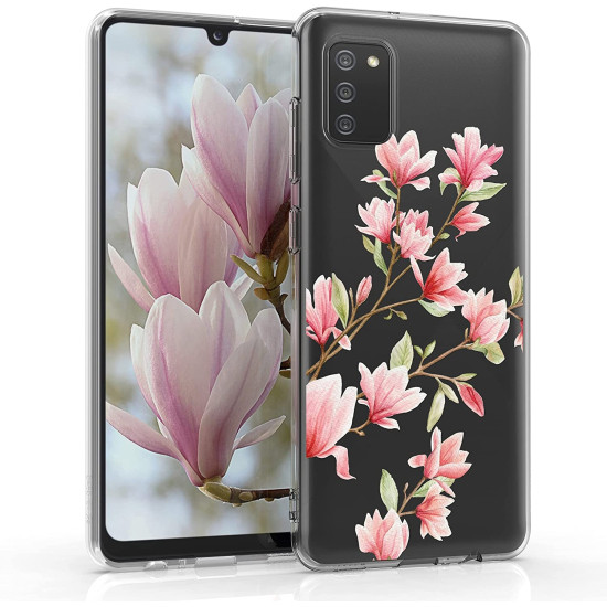 KWmobile Θήκη Σιλικόνης Samsung Galaxy A02s - Magnolias / Pink / White / Transparent (54046.02)
