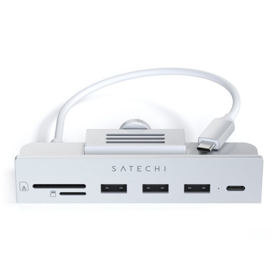 Satechi Αντάπτορας Type-C Clamp Hub για iMac 24" 2024 - 2021 - Με 3 x USB-A 3.0 / 1 x Type-C / 1 x SD & Micro SD - Silver (ST-UCICHS)