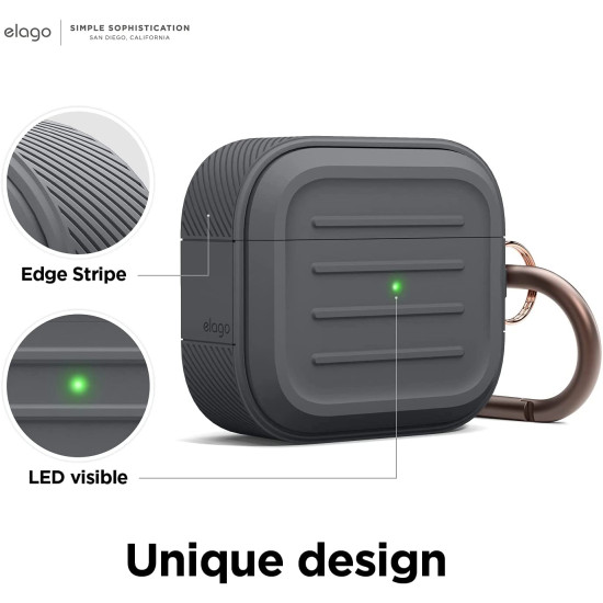 Elago Armor Hang Case - Θήκη Σιλικόνης για AirPods 3rd Gen - Dark Gray (EAP3AM-DGY)