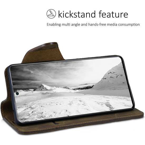 Kalibri Δερμάτινη Suede Θήκη Πορτοφόλι Xiaomi 11T / 11T Pro - Navigational Compass / Brown (56315.01)