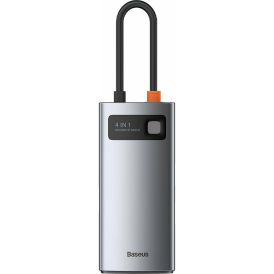 Baseus Metal Gleam Series 4 in 1 - Hub Docking Station Type-C σε 1 x Type-C / 1 x HDMI 4K 30 Hz / 1 x USB 3.2 / 1 x USB 2.0 - 100W - Gray (CAHUB-CY0G)