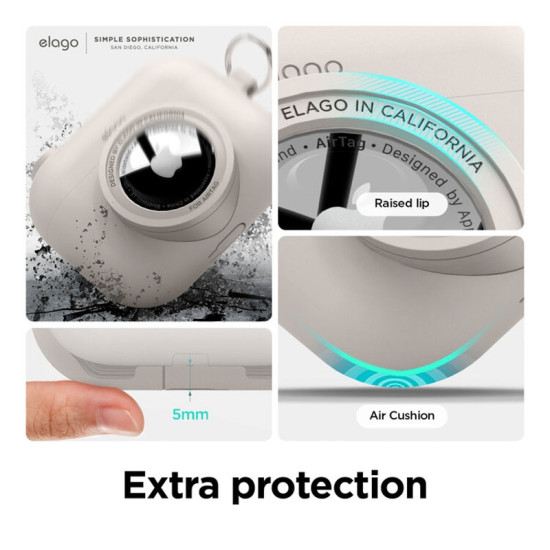 Elago Snap Shot Case - Θήκη Σιλικόνης για AirPods Pro 1st Gen και AirTag 2 / 1 - Stone (EAPPAT1-ST)