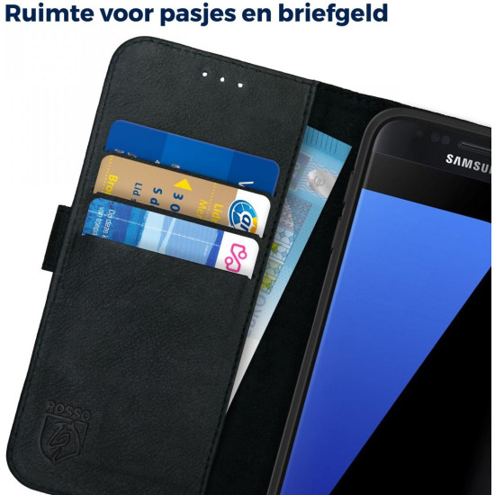 Rosso Deluxe Δερμάτινη Θήκη Πορτοφόλι Samsung Galaxy S7 - Black (8719246126314)