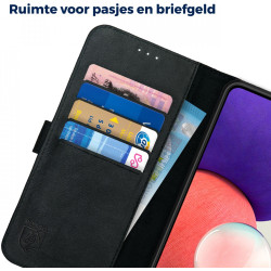 Rosso Deluxe Δερμάτινη Θήκη Πορτοφόλι Samsung Galaxy A22 5G - Black (8719246312854)