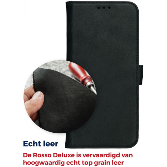 Rosso Deluxe Δερμάτινη Θήκη Πορτοφόλι Apple iPhone 13 Pro - Black (8719246323218)