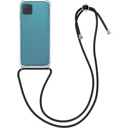 KWmobile Διάφανη Θήκη Σιλικόνης με Λουράκι Λαιμού - Samsung Galaxy M12 - Transparent / Black (56963.01)