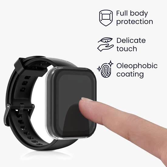 KW Full Body Cover - Θήκη με Tempered Glass - Realme Watch 2 Pro - 2 Τεμάχια - Black / Transparent (57043.01)