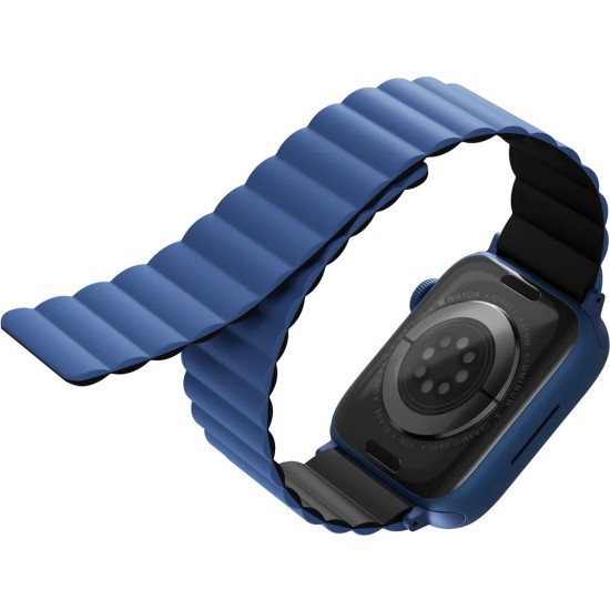 Uniq Revix Μαγνητικό Λουράκι Premium Σιλικόνης Apple Watch Ultra/SE/11/10/9/8/7/6/5/4 (49/46/45/44mm) - Blue / Black (UNIQ-45MM-REVBLUBLK)