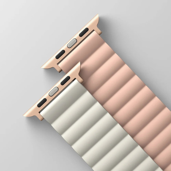 Uniq Revix Μαγνητικό Λουράκι Premium Σιλικόνης Apple Watch SE/11/10/9/8/7/6/5/4 (42/41/40mm) - Pink / Beige (UNIQ-41MM-REVPNKBEG)