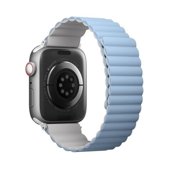 Uniq Revix Μαγνητικό Λουράκι Premium Σιλικόνης Apple Watch SE/11/10/9/8/7/6/5/4 (42/41/40mm) - White / Blue (UNIQ-41MM-REVWHTBLU)