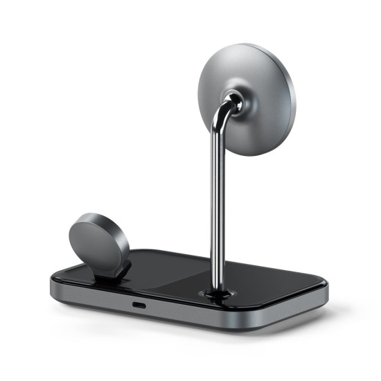 Satechi 3 in 1 Magnetic Wireless Charging Stand - Βάση Ασύρματης Φόρτισης MagSafe για iPhone 16 / 15 / 14 / 13 / 12 / Apple Watch / Airpods - 15W (ST-WMCS3M)
