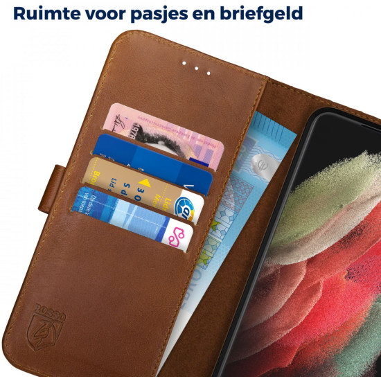 Rosso Deluxe Δερμάτινη Θήκη Πορτοφόλι Samsung Galaxy S21 Ultra 5G - Brown (8719246285745)