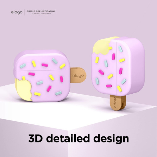 Elago AirPods Ice Cream Case - Θήκη Σιλικόνης για AirPods 3rd Gen - Lavender / Blueberry (EAP3-ICE-LV)