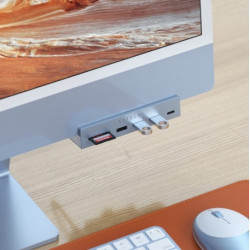 Satechi Αντάπτορας Type-C Clamp Hub για iMac 24" 2021 - Με 3 x USB-A 3.0 / 1 x Type-C / 1 x SD & Micro SD - Blue (ST-UCICHB)