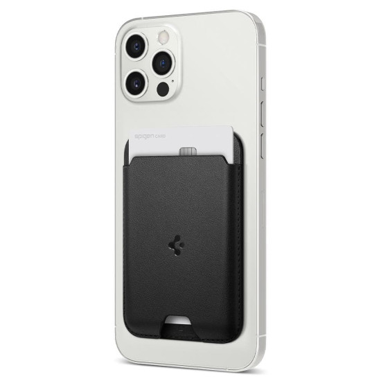 Spigen Valentinus Eco-Leather Card Holder - Universal MagSafe Πορτοφόλι / Θήκη για Κάρτες - Black (AMP02284)
