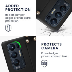 KWmobile Θήκη Σιλικόνης με Λουράκι Λαιμού και Finger Holder - Oppo Find X3 Neo - Black (57332.01)
