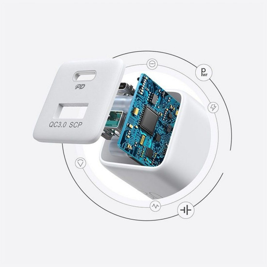 Joyroom Mini Dual Ports Fast Network Charger - Ταχυφορτιστής Ταξιδιού / Αντάπτορας Με 1 x USB-A / 1 x Type-C - QC3.0 / 30W - White (L-QP303)