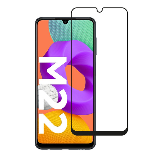 Crong 7D Nano Flexible Glass - Fullface Αντιχαρακτικό Υβριδικό Γυαλί Οθόνης Samsung Galaxy Μ22 - Black - 0.3mm (CRG-7DNANO-SGM22)