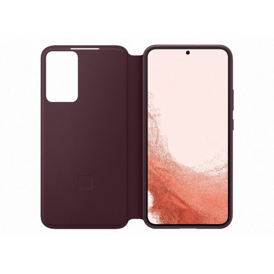 Official Samsung Smart Clear View Cover - Θήκη Flip με Ενεργό Πορτάκι Samsung Galaxy S22 Plus 5G - Burgundy (EF-ZS906CEEGEE)
