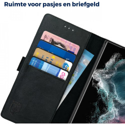 Rosso Deluxe Δερμάτινη Θήκη Πορτοφόλι Samsung Galaxy S22 Ultra 5G - Black (8719246337321)