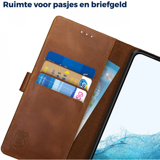 Rosso Deluxe Δερμάτινη Θήκη Πορτοφόλι Samsung Galaxy S22 5G - Brown (8719246337291)