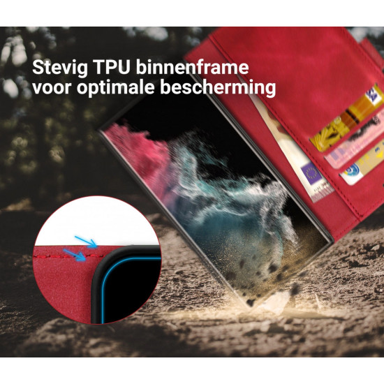 Rosso Element PU Θήκη Πορτοφόλι Samsung Galaxy S22 Ultra 5G - Red (8719246343162)