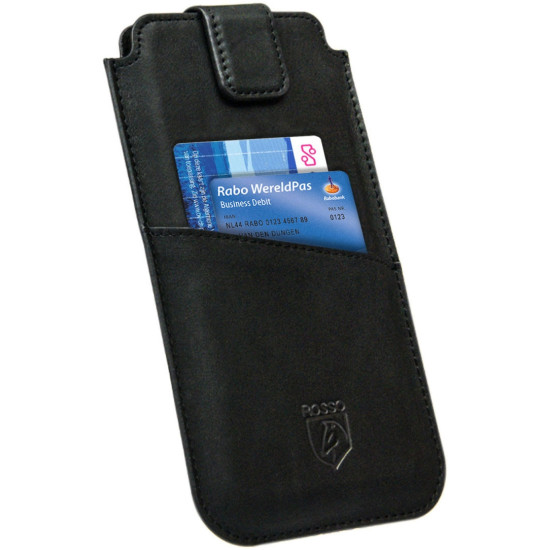 Rosso Deluxe Select Insert Case - Universal Δερμάτινη Θήκη για Smartphones / Κινητά - 14 x 7 cm - Black (8719246130120)