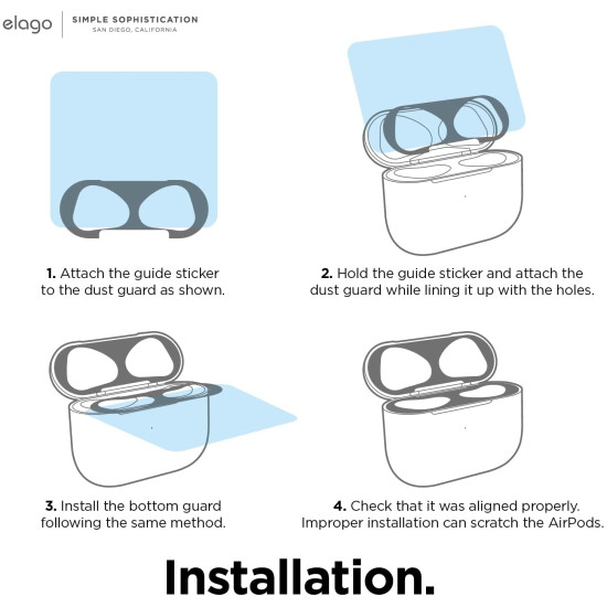 Elago Dust Guard - Προστατευτικό Μεταλλικό Αυτοκόλλητο Sticker για Θήκη AirPods 3rd Gen - Gold - 2 Τεμάχια (EAP3-GUARD-GD-2EA)