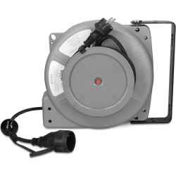 Navaris Wall Mountable Self Retracting Cable Reel - Επιτοίχια Μπαλαντέζα με Αυτόματη Επαναφορά με 1 x Υποδοχή Schuko - 13+2m - IP44 - Grey (47376.16)