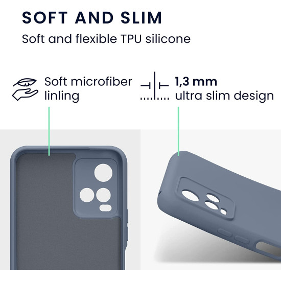 KWmobile Soft Slim Flexible Rubber Cover with Camera Protector - Θήκη Σιλικόνης Vivo Y21 με Πλαίσιο Κάμερας - Blue Grey (57577.12)