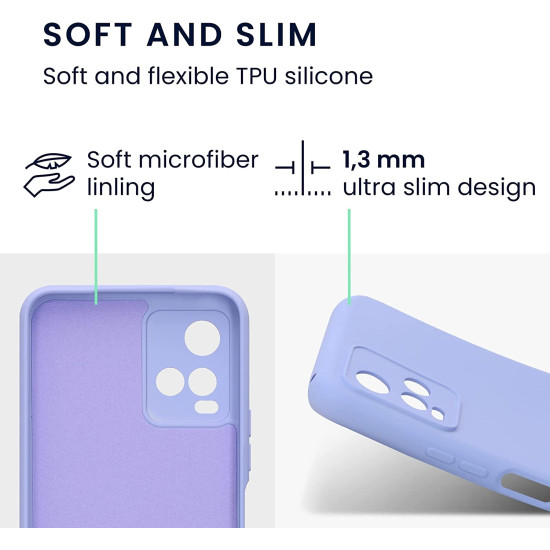 KWmobile Soft Slim Flexible Rubber Cover with Camera Protector - Θήκη Σιλικόνης Vivo Y21 με Πλαίσιο Κάμερας - Light Lavender (57577.139)