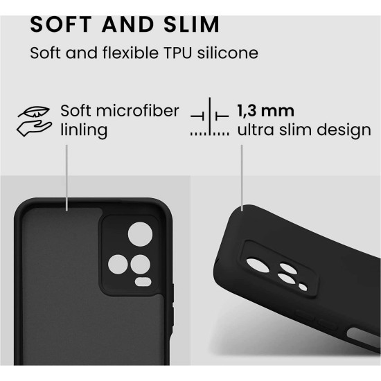 KWmobile Soft Slim Flexible Rubber Cover with Camera Protector - Θήκη Σιλικόνης Vivo Y21 με Πλαίσιο Κάμερας - Black Matte (57577.47)