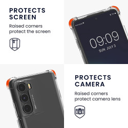 KWmobile Διάφανη Θήκη Σιλικόνης με Λουράκι Λαιμού - Motorola Moto G200 5G - Transparent / Black (57756.01)